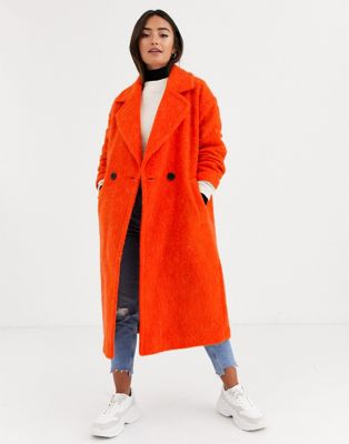 ASOS DESIGN oversized brushed coat in orange