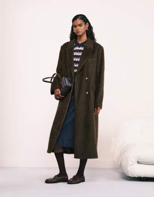 Asos Design Oversized Brushed Dad Coat In Brown