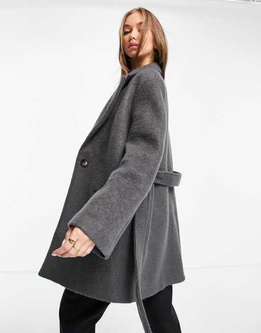 ASOS DESIGN oversized brushed grandad coat in gray, 2 of 4