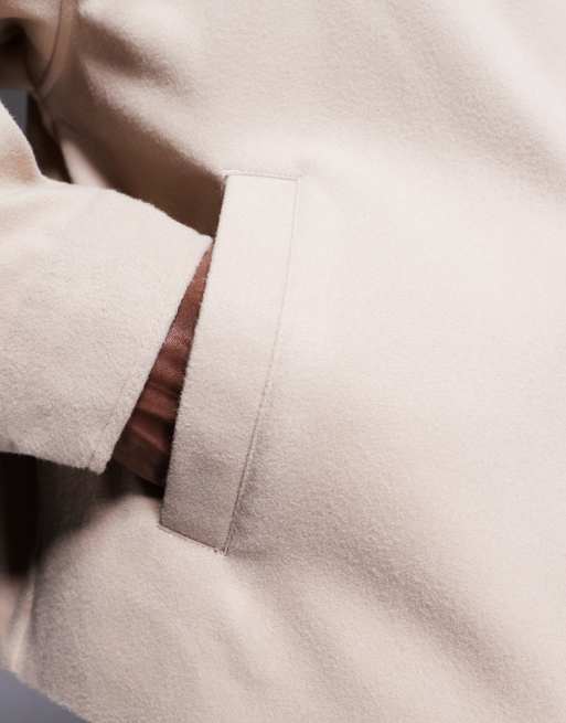 ASOS DESIGN oversized brushed harrington jacket in stone