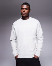 ASOS DESIGN oversized knit crew neck sweater in stone | ASOS
