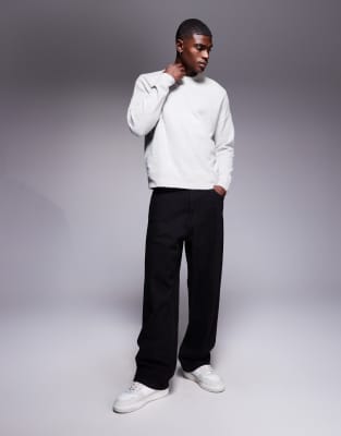 Asos Design Oversized Brushed Knit Crew Neck Sweater In White
