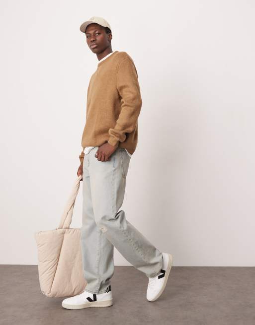 ASOS DESIGN oversized brushed knit sweater in brown, 2 of 4