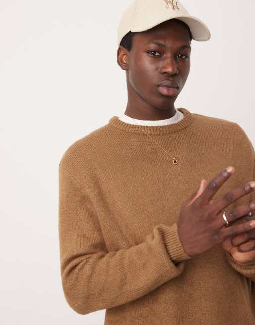 ASOS DESIGN oversized brushed knit sweater in brown, 3 of 4