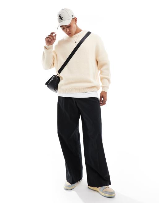 CerbeShops DESIGN oversized brushed knit sweater in oatmeal