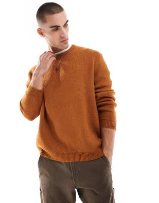 oversized brushed knit sweater in rust-Brown