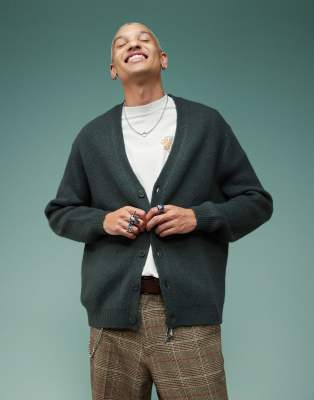 ASOS DESIGN ASOS DESIGN oversized brushed knitted cardigan in charcoal-Grey