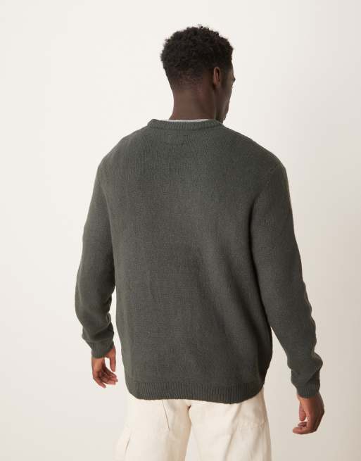 ASOS DESIGN oversized brushed knitted jumper in charcoal