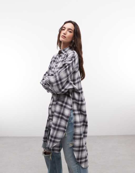 ASOS DESIGN oversized brushed shirt in mono check, 2 of 4