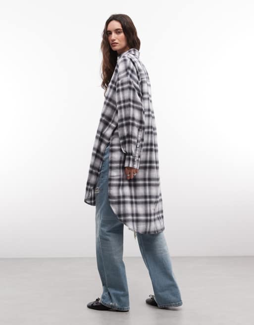 ASOS DESIGN oversized brushed shirt in mono check, 4 of 4