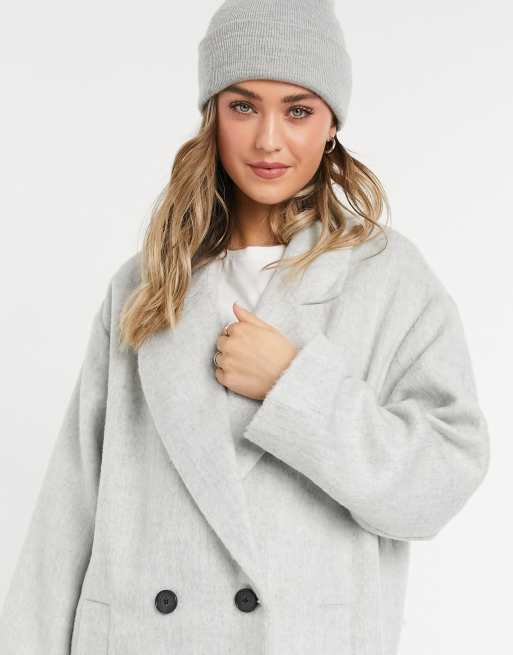 ASOS DESIGN oversized brushed throw-on coat in gray | ASOS