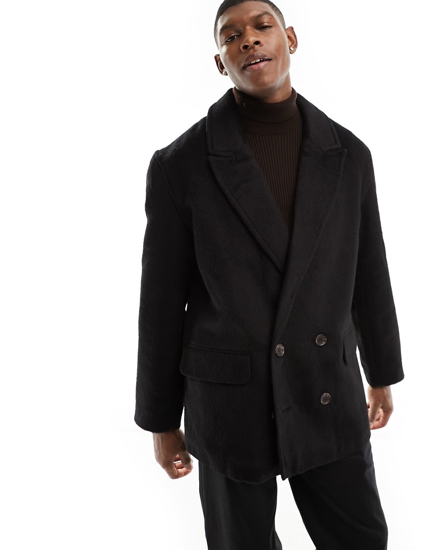 Asos Design Oversized Brushed Wool Look Blazer In Black