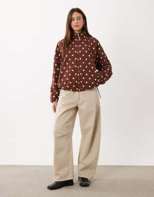 Asos Design Oversized Bubble Hem Track Jacket In Brown
