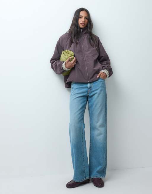 ASOS DESIGN oversized bubble hem track jacket in mushroom, 2 of 4