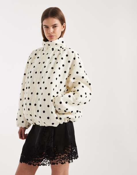 ASOS DESIGN oversized bubble hem track jacket in polka dots - view 1