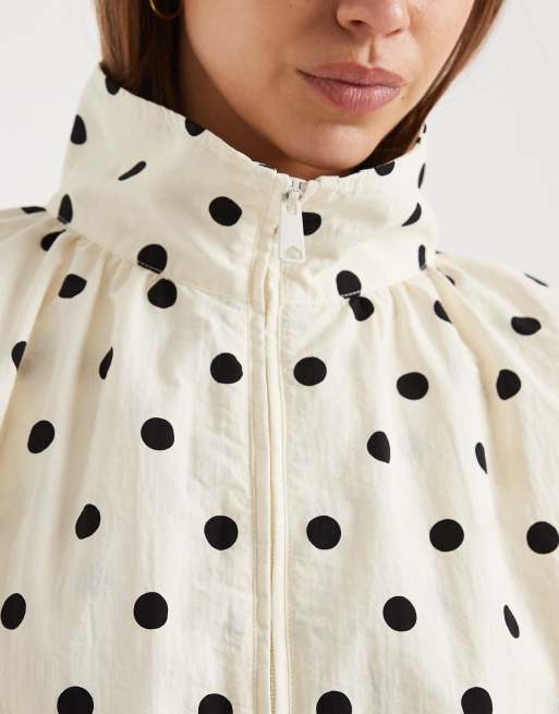 ASOS DESIGN oversized bubble hem track jacket in polka dots | ASOS