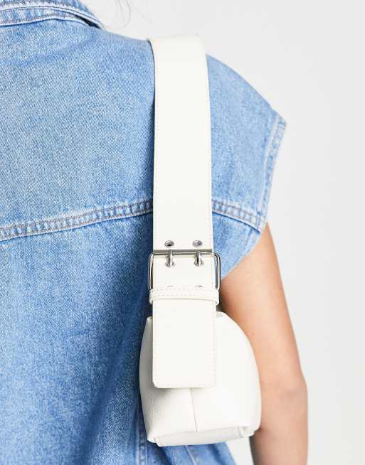 Off-white Logo Denim Cross-body Bag In Blue