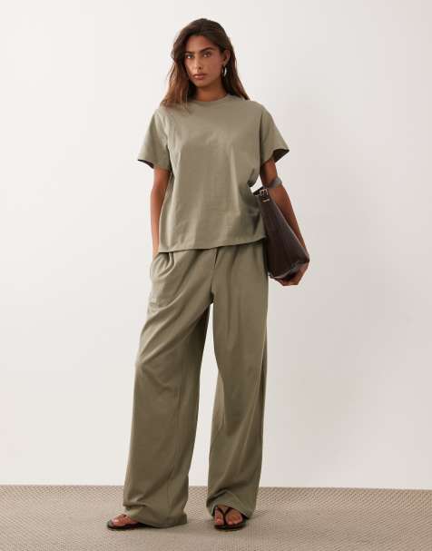 ASOS DESIGN oversized bukser med ballonben i stone i bomuld, del af sæt - view 1