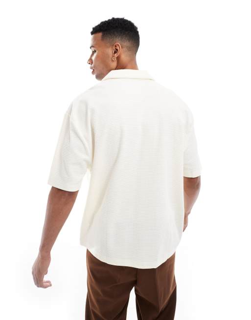 ASOS DESIGN oversized button through texture polo with embroidery, 4 of 4