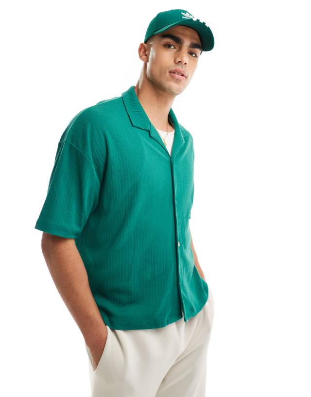 ASOS DESIGN - oversized button up polo shirt in green