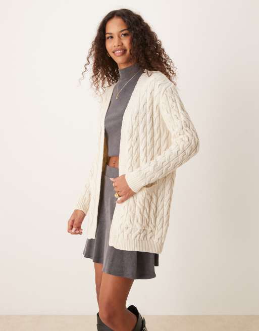 ASOS DESIGN oversized cable knit cardigan in ivory | ASOS
