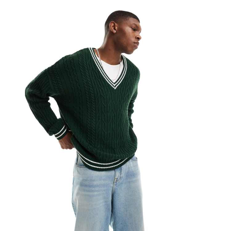 Mens cable knit cricket on sale sweater