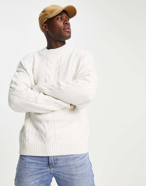 Oversized white knit jumper sale