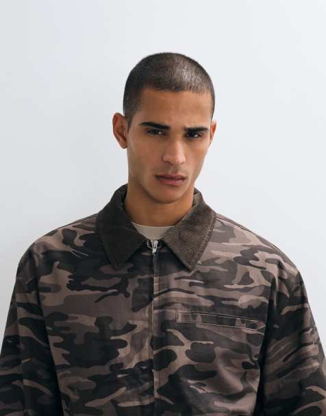 ASOS DESIGN oversized camo jacket in green - view 1