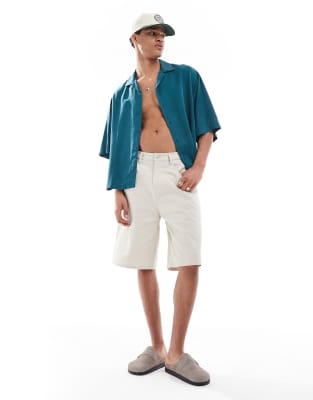 Asos Design Oversized Camp Collar Boxy Tencel Shirt