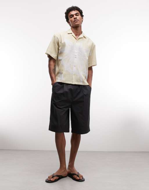 ASOS DESIGN oversized camp collar shirt with all over floral print in beige, 2 of 5