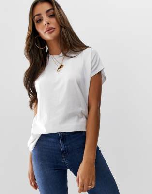 white cap sleeve t shirt