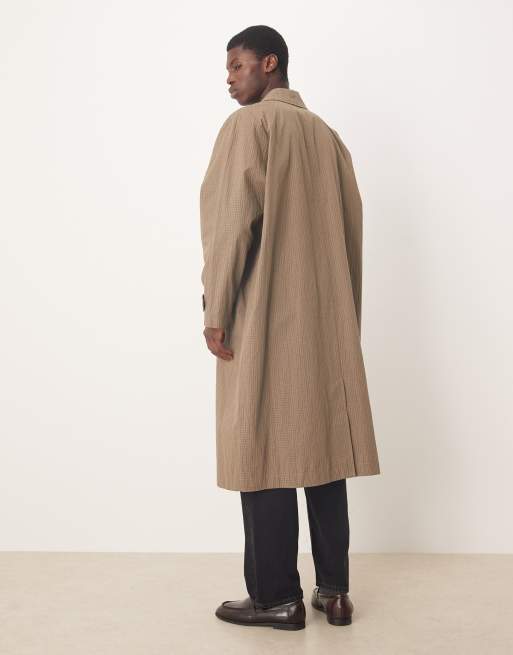 ASOS DESIGN oversized car coat in brown plaid, 3 of 5