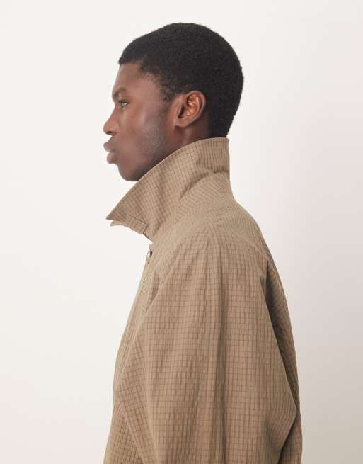 ASOS DESIGN oversized car coat in brown plaid, 4 of 5