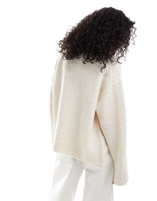 ASOS DESIGN oversized cardigan in boucle in cream ASOS