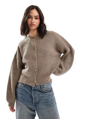 Asos Design Oversized Cardigan In Taupe Brown
