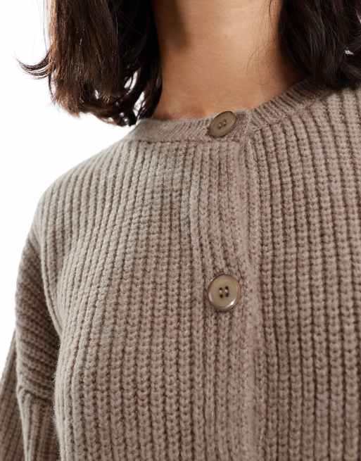 ASOS DESIGN oversized cardigan in taupe brown - BROWN 