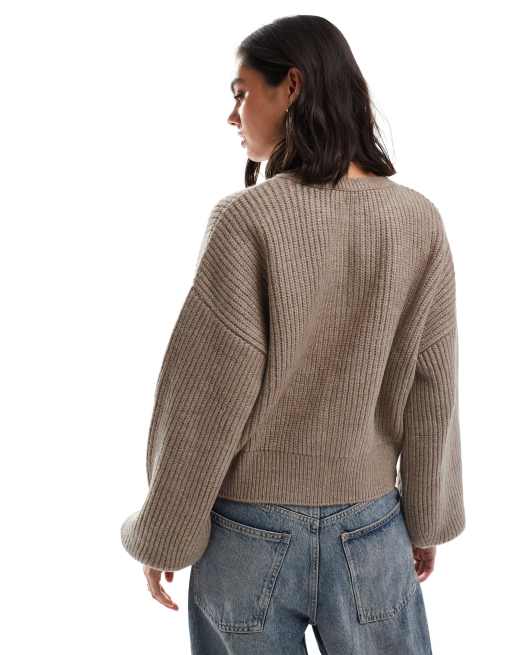 ASOS DESIGN oversized cardigan in taupe brown - BROWN 