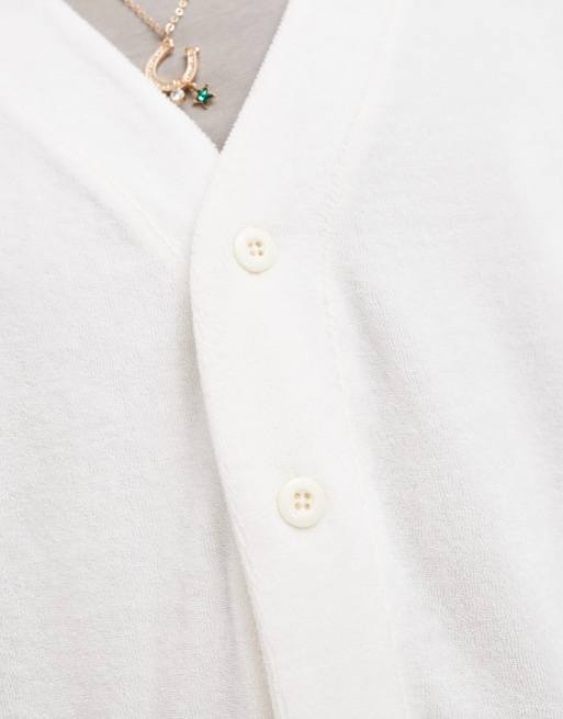 ASOS DESIGN oversized cardigan in textured in off white, 3 of 4