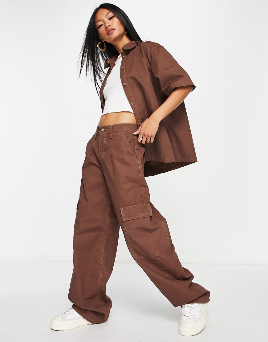 ASOS DESIGN oversized cargo pants in brown - part of a set