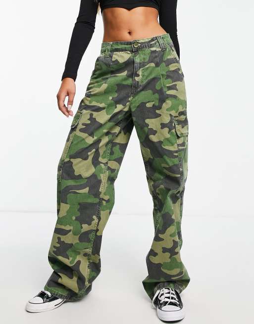 ASOS DESIGN oversized cargo pants in khaki camo ASOS