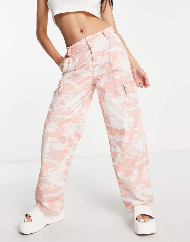 ASOS DESIGN oversized cargo pants in pink camo