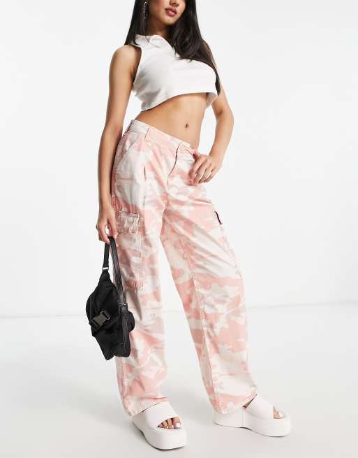 ASOS DESIGN parachute cargo pants in pink