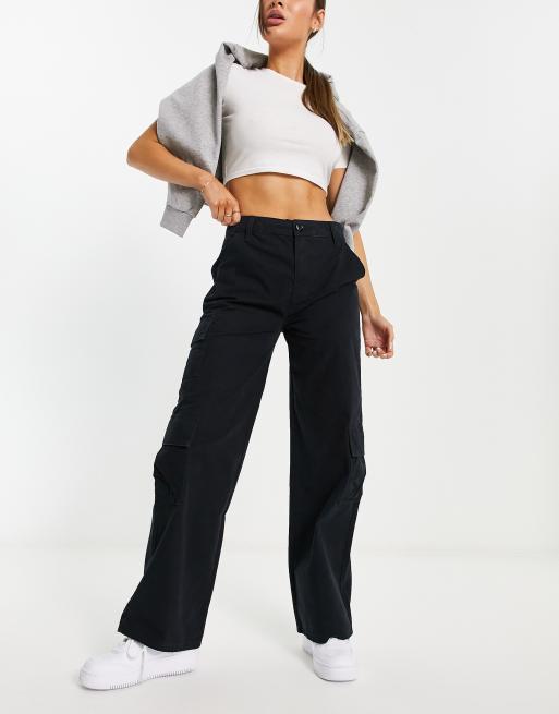 Women Black Multi Pocket Detail Cargo Pants