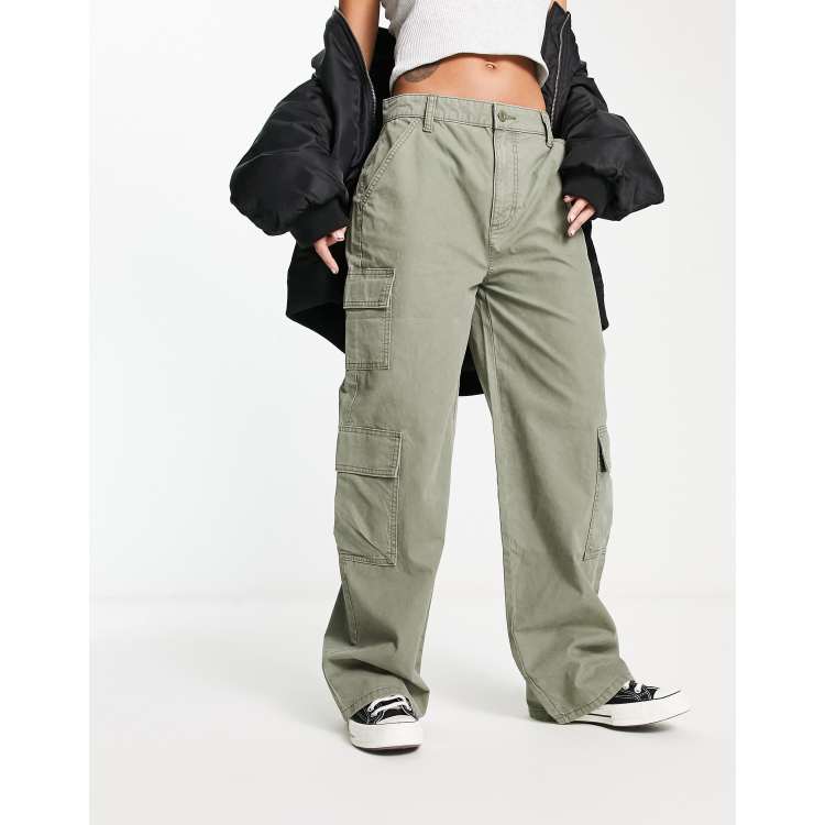 ASOS DESIGN oversized balloon parachute pants in khaki