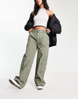 ASOS DESIGN oversized cargo pants with multi pocket in khaki