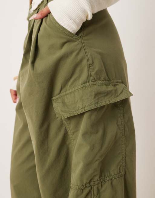 ASOS DESIGN oversized cargo pants with pleats in khaki