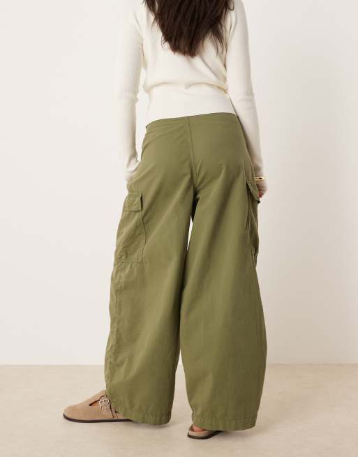 ASOS DESIGN oversized cargo pants with pleats in khaki