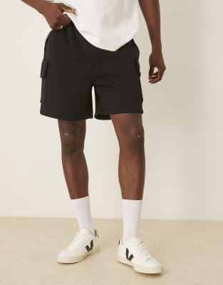 ASOS DESIGN oversized cargo shorts in black