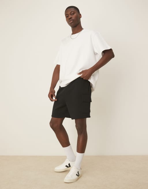 ASOS DESIGN oversized cargo shorts in black