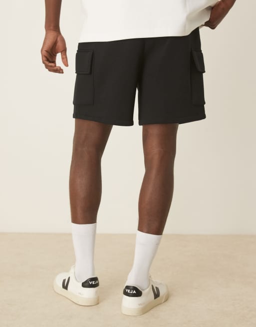 ASOS DESIGN oversized cargo shorts in black